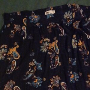 🧡💙 SO Women's Paisley Maxi Skirt - Black and Mustard